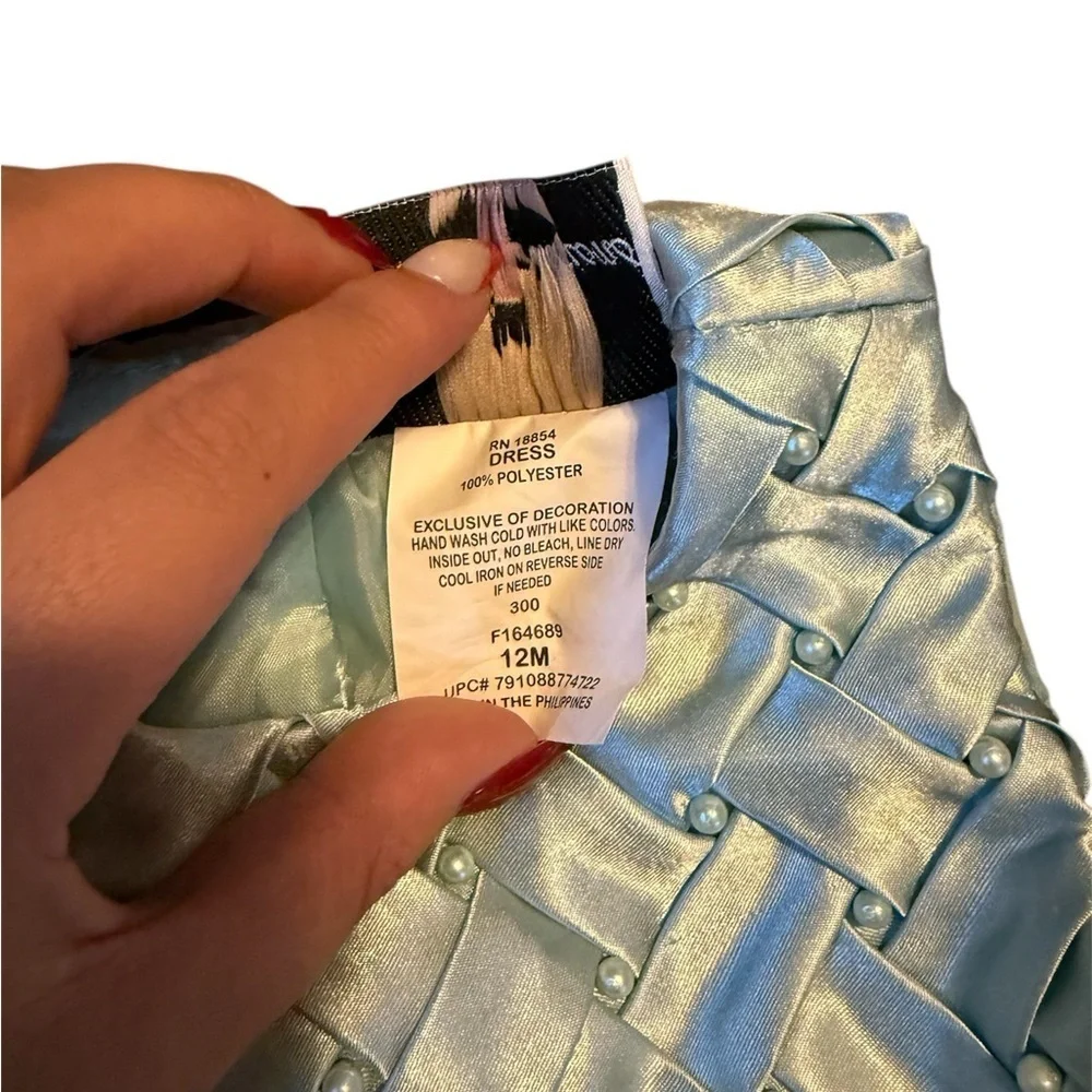 Rare Editions Aqua Formal Kids Dress with Bow